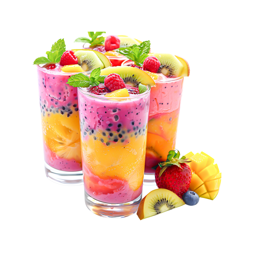Refreshing tropical smoothie featuring a mix of vibrant fruits for a nutritious and vitamin-rich drink png