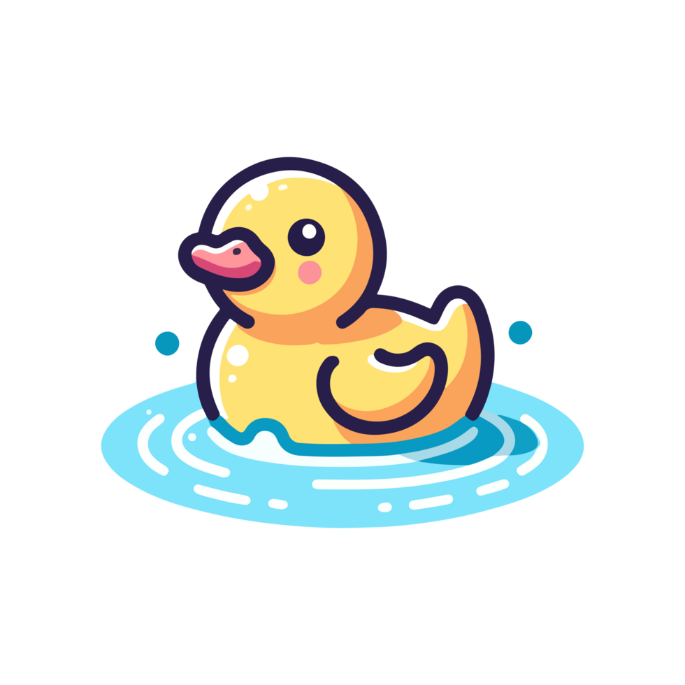 cute duck swimming icon character png