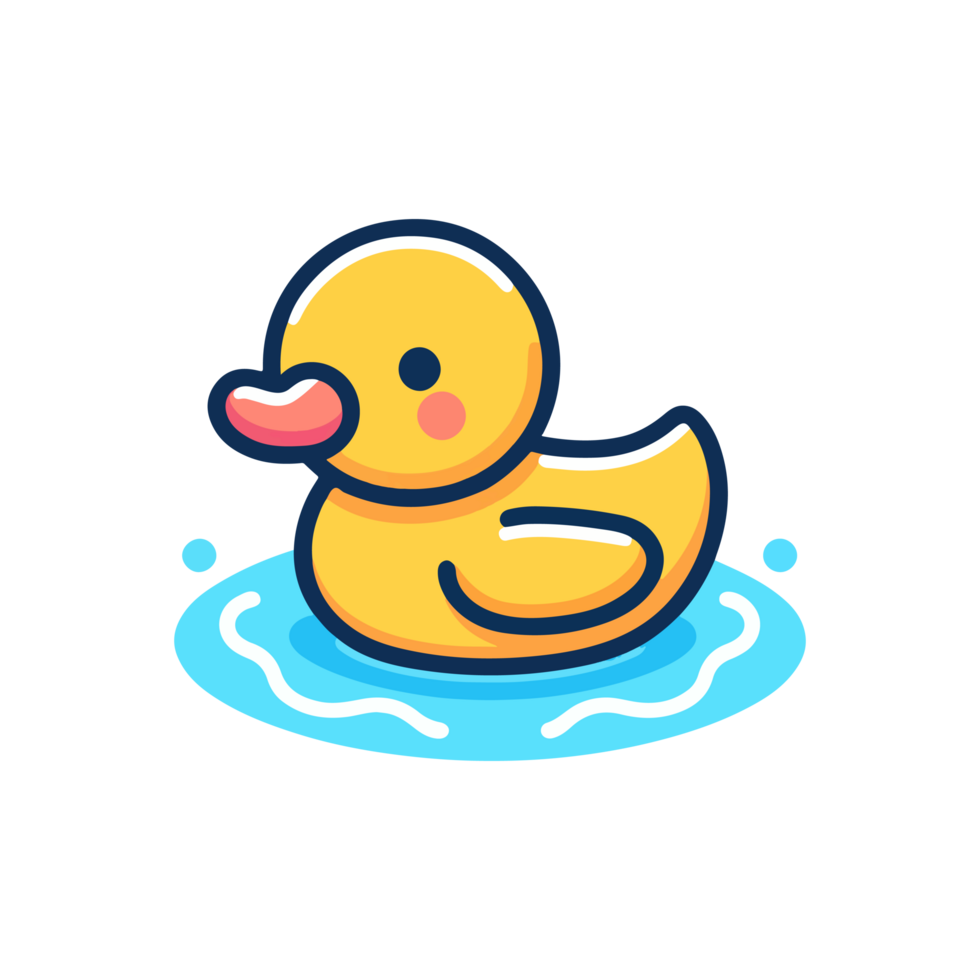cute duck swimming icon character png