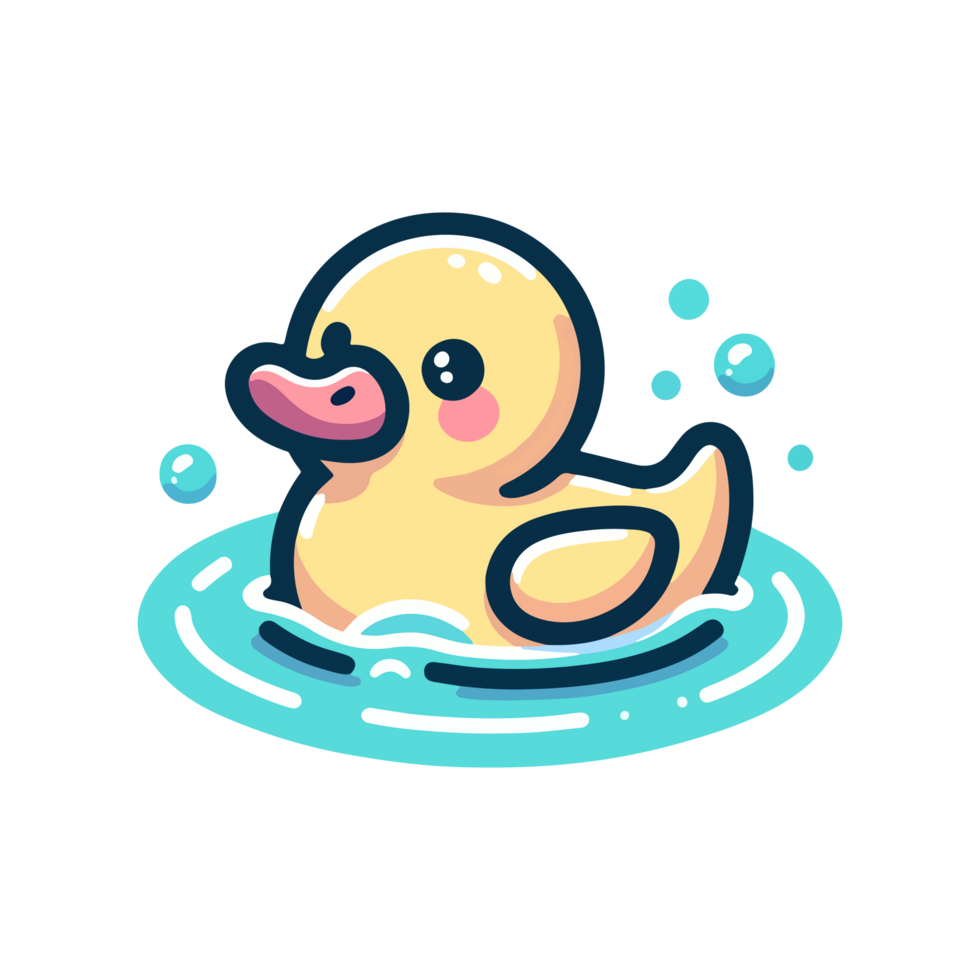 cute duck swimming icon character png