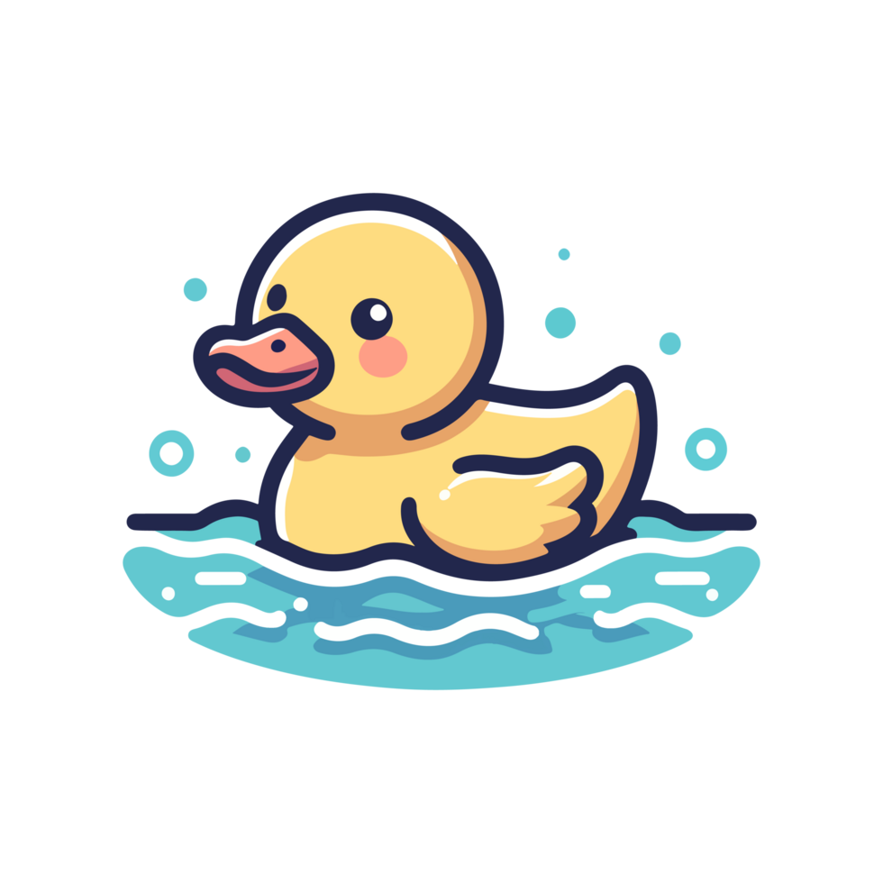 cute duck swimming icon character png