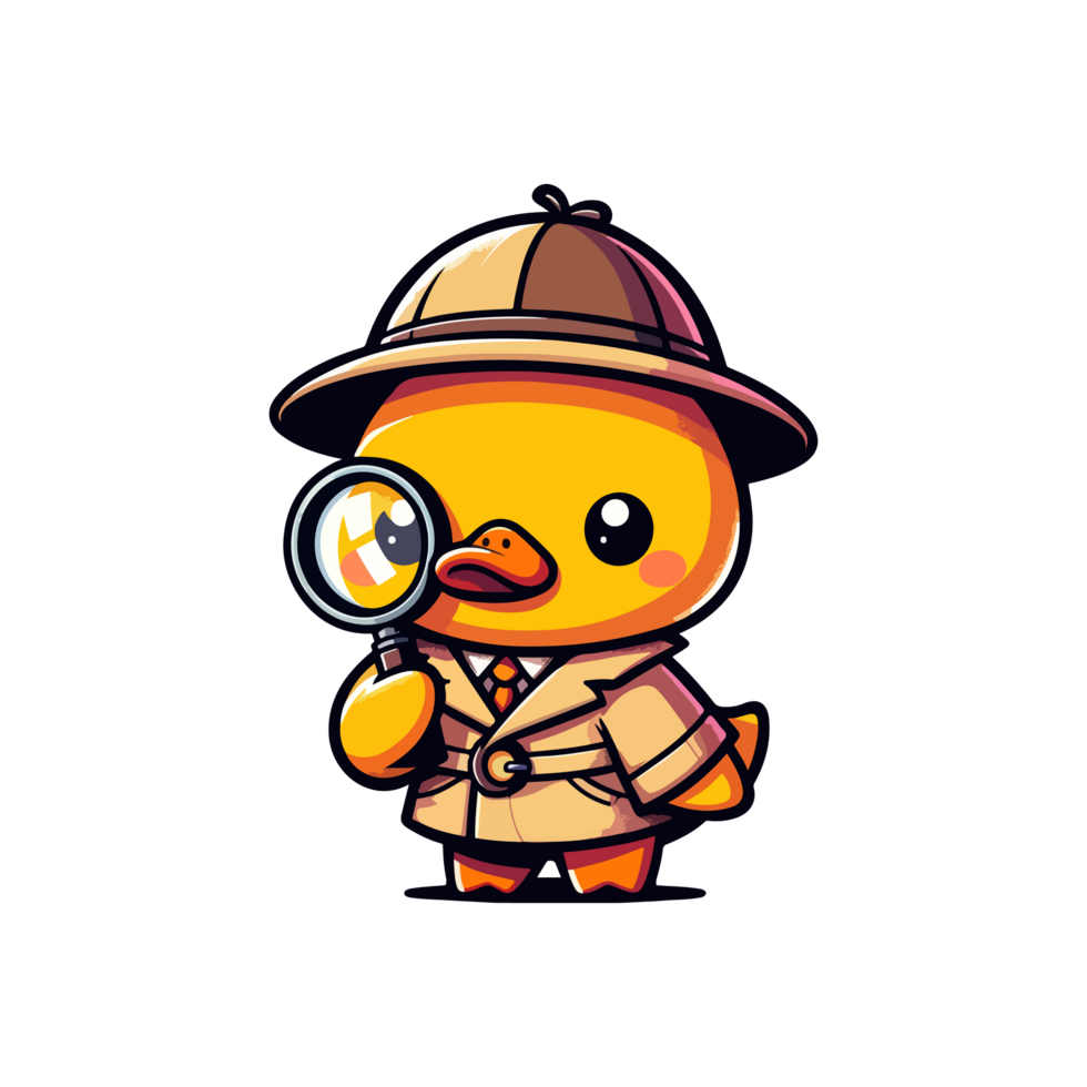 cute duck detective icon character png