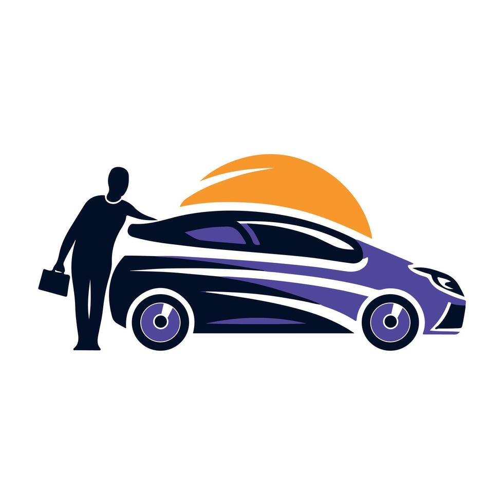 Modern Purple Car with Silhouette Driver vector