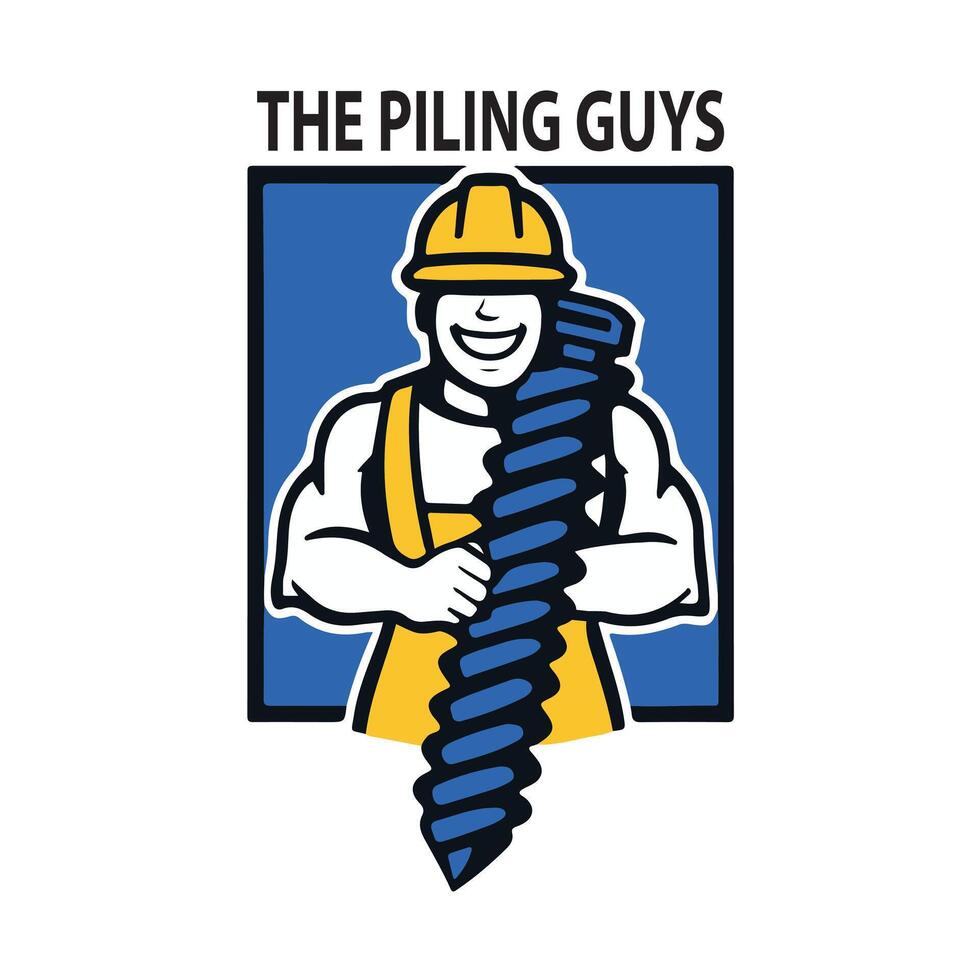 Construction Worker with Piling Drill vector