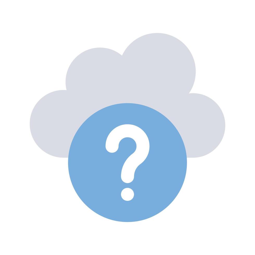 Question mark with cloud, concept icon of cloud help, faq vector