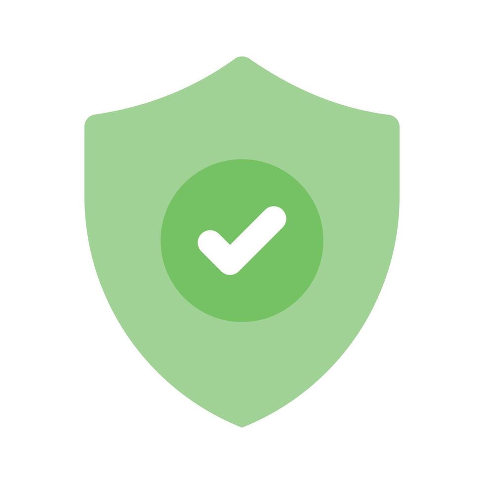 Modern icon of verified security, checkmark inside protection shield vector