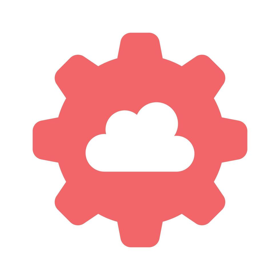 Cloud inside gear showing icon of cloud setting, cloud management vector