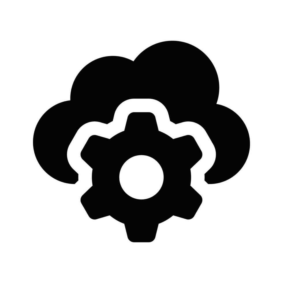 Gear with cloud showing icon of cloud setting, cloud management vector
