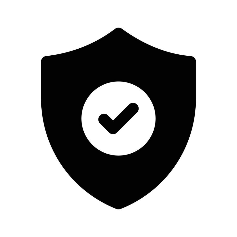 Modern icon of verified security, checkmark inside protection shield vector