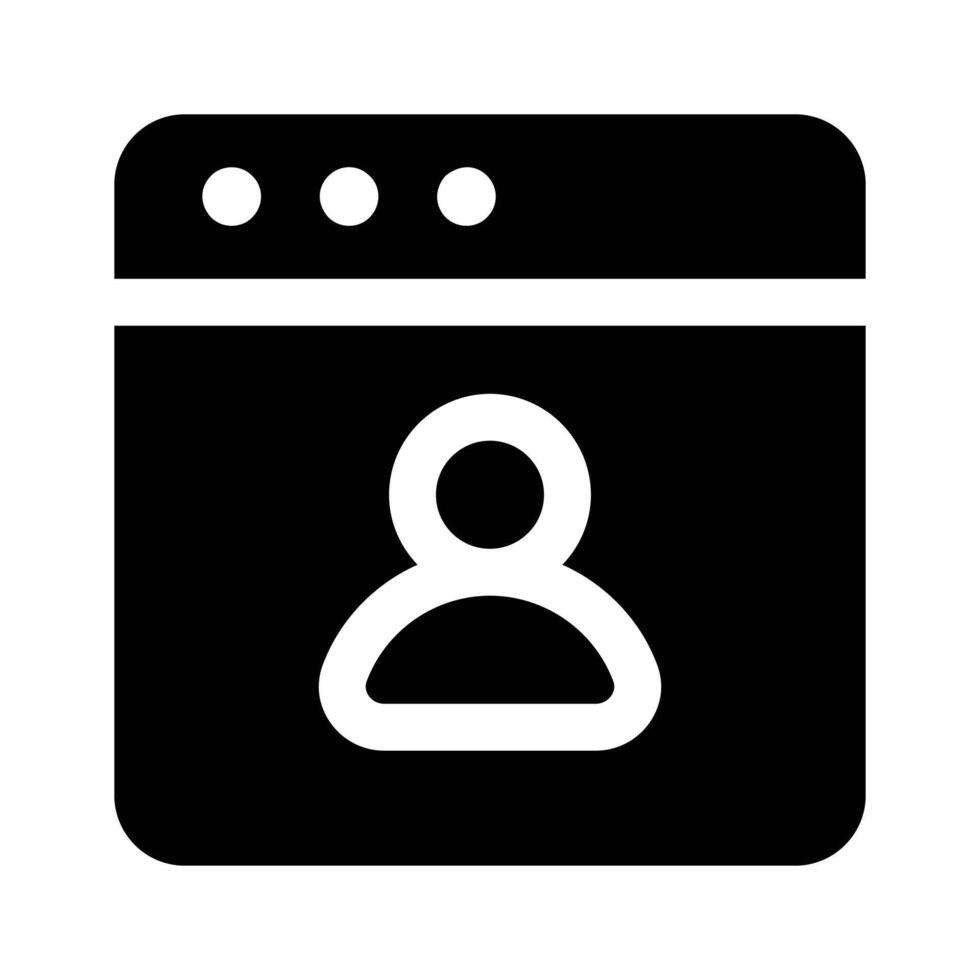 Person inside webpage showing concept icon of web user vector
