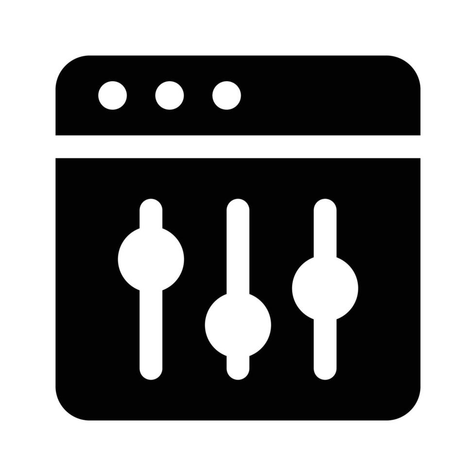 Equalizer inside webpage denoting icon of website setting vector