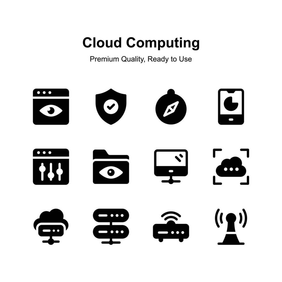 Visually perfect cloud computing icons set, ready for premium use vector