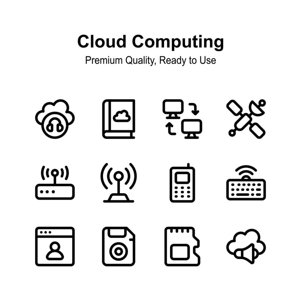 Get your hands on this premium cloud computing icons set vector