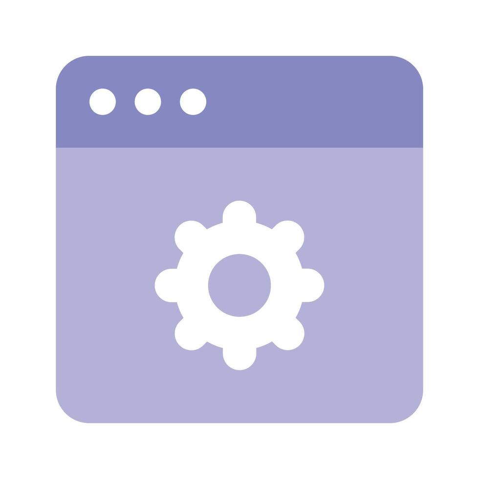 Gear inside webpage, concept icon of website setting, webpage management vector