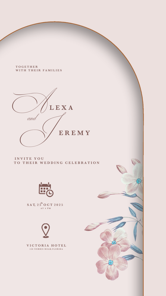 Digital Wedding Invitation Template with Geometric Shape psd