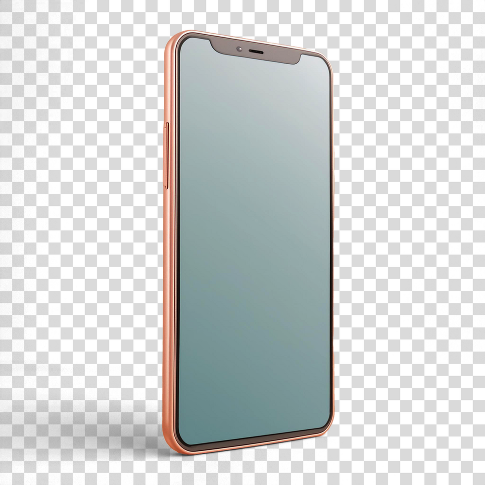 Peach color smart phone design on isolated background psd
