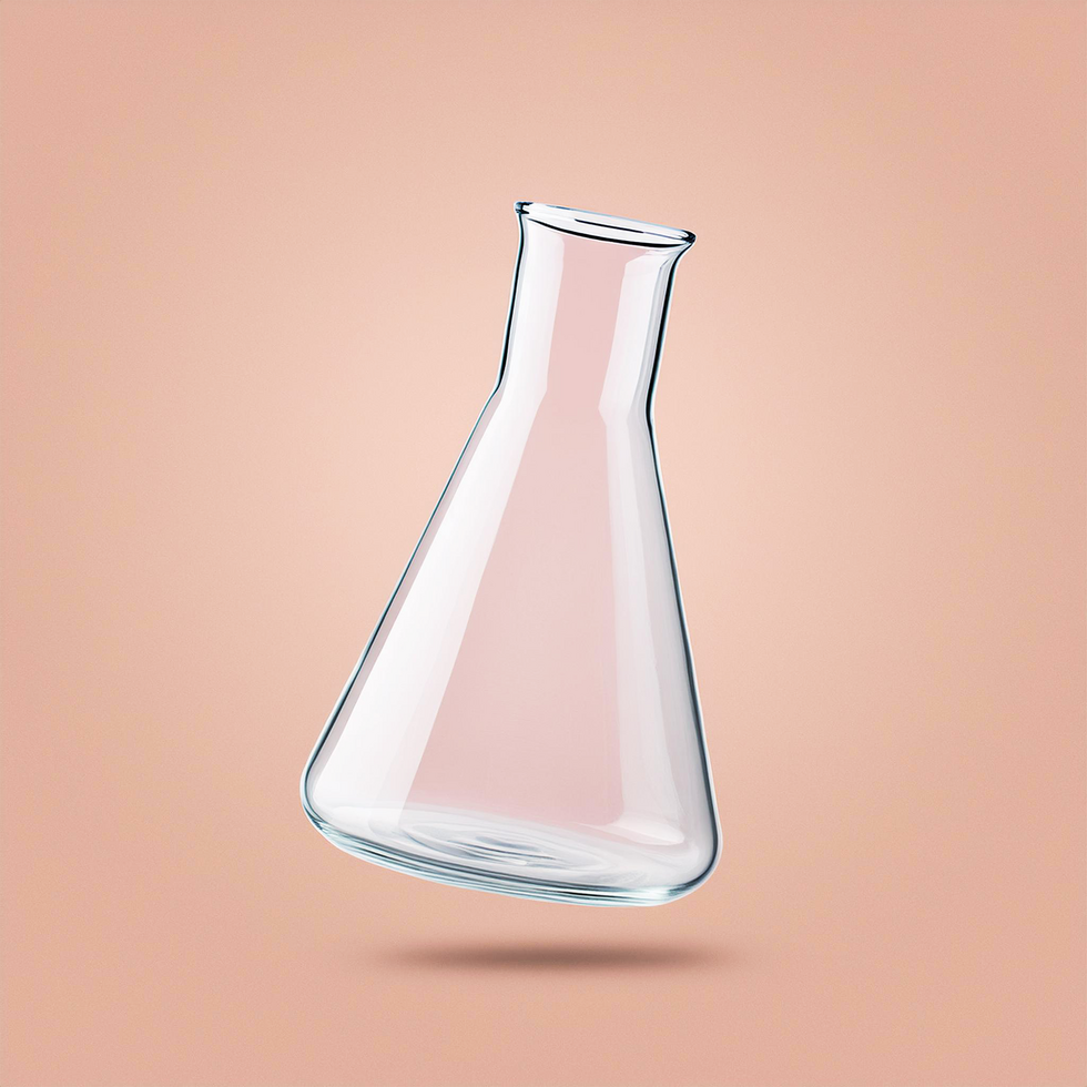 Conical flask on color background editable psd