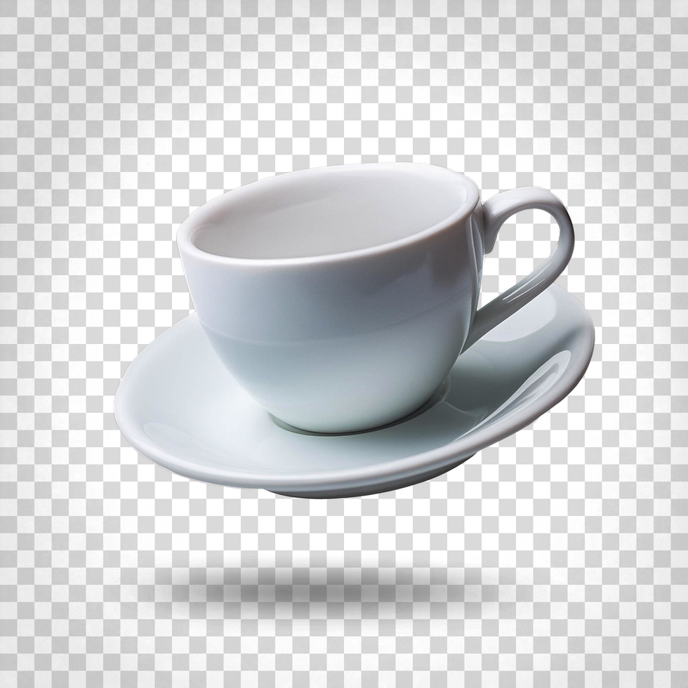 Coffee cup with plate on isolated background psd