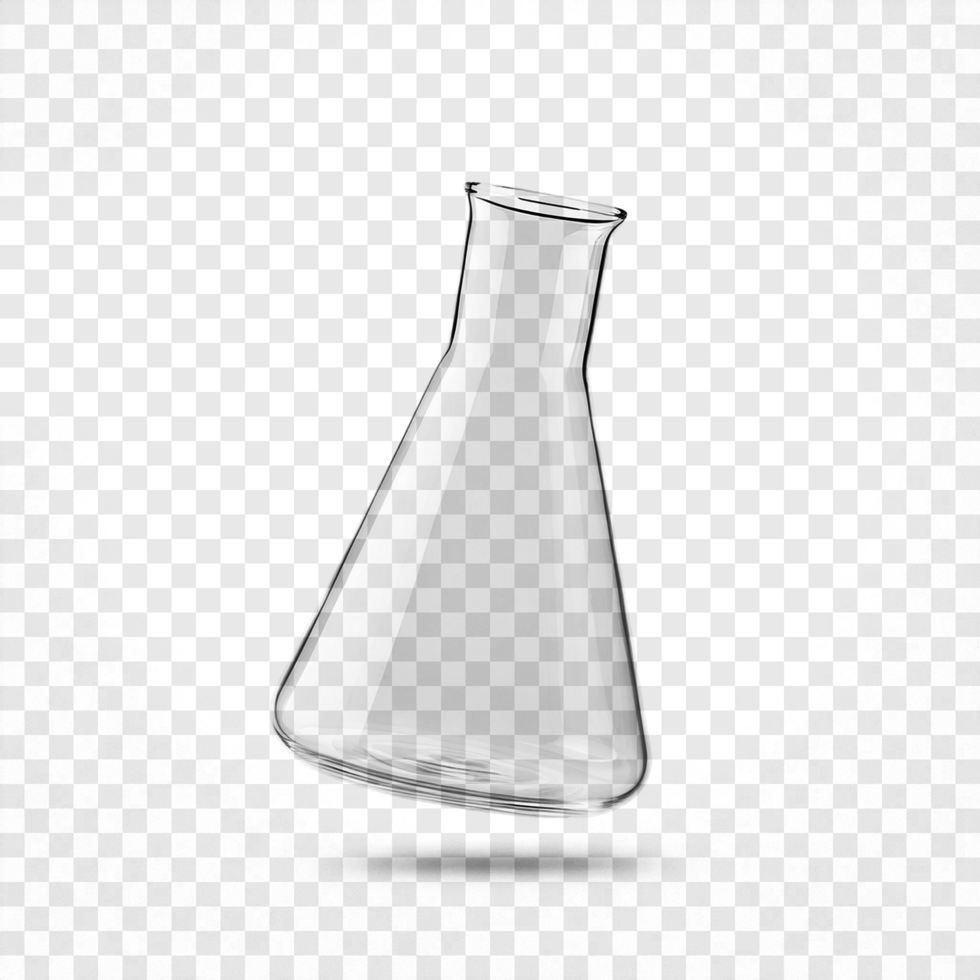 Conical flask on isolated background psd