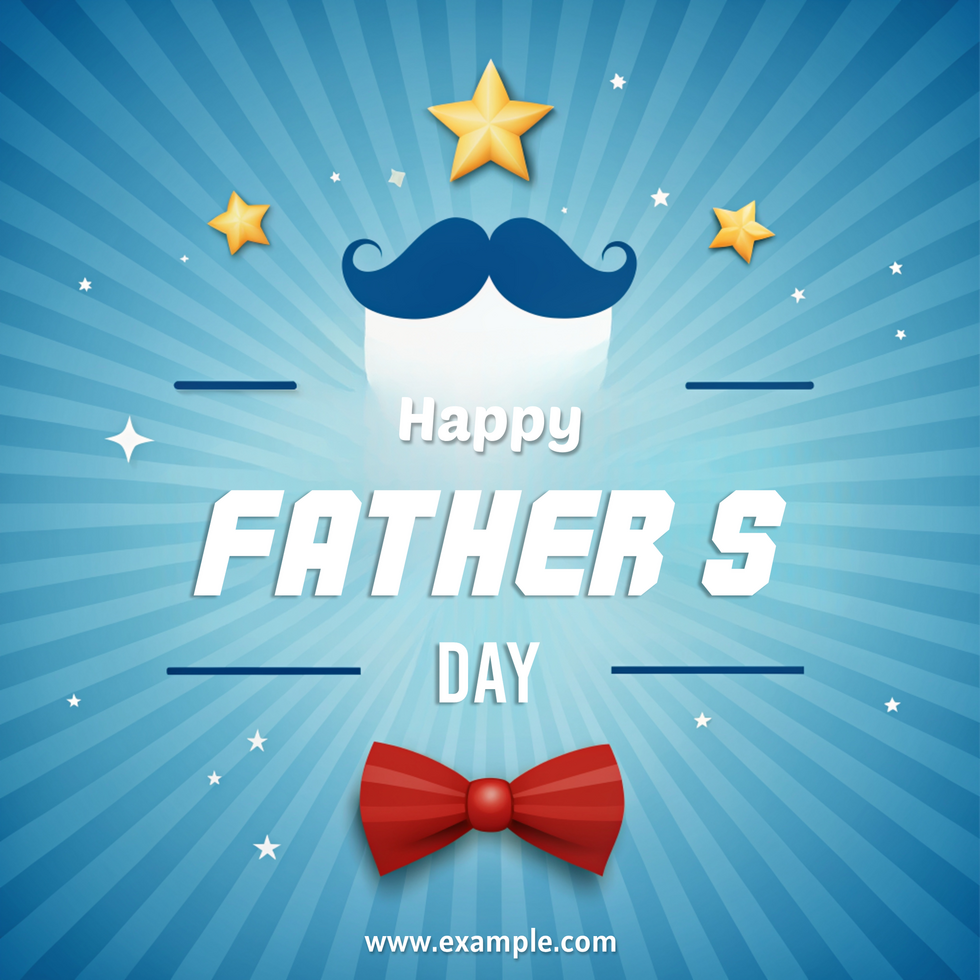 A poster for Father's Day with a man wearing a mustache and a bow tie psd