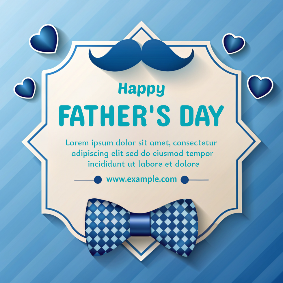 A poster for Father's Day with mustache and a bow tie psd