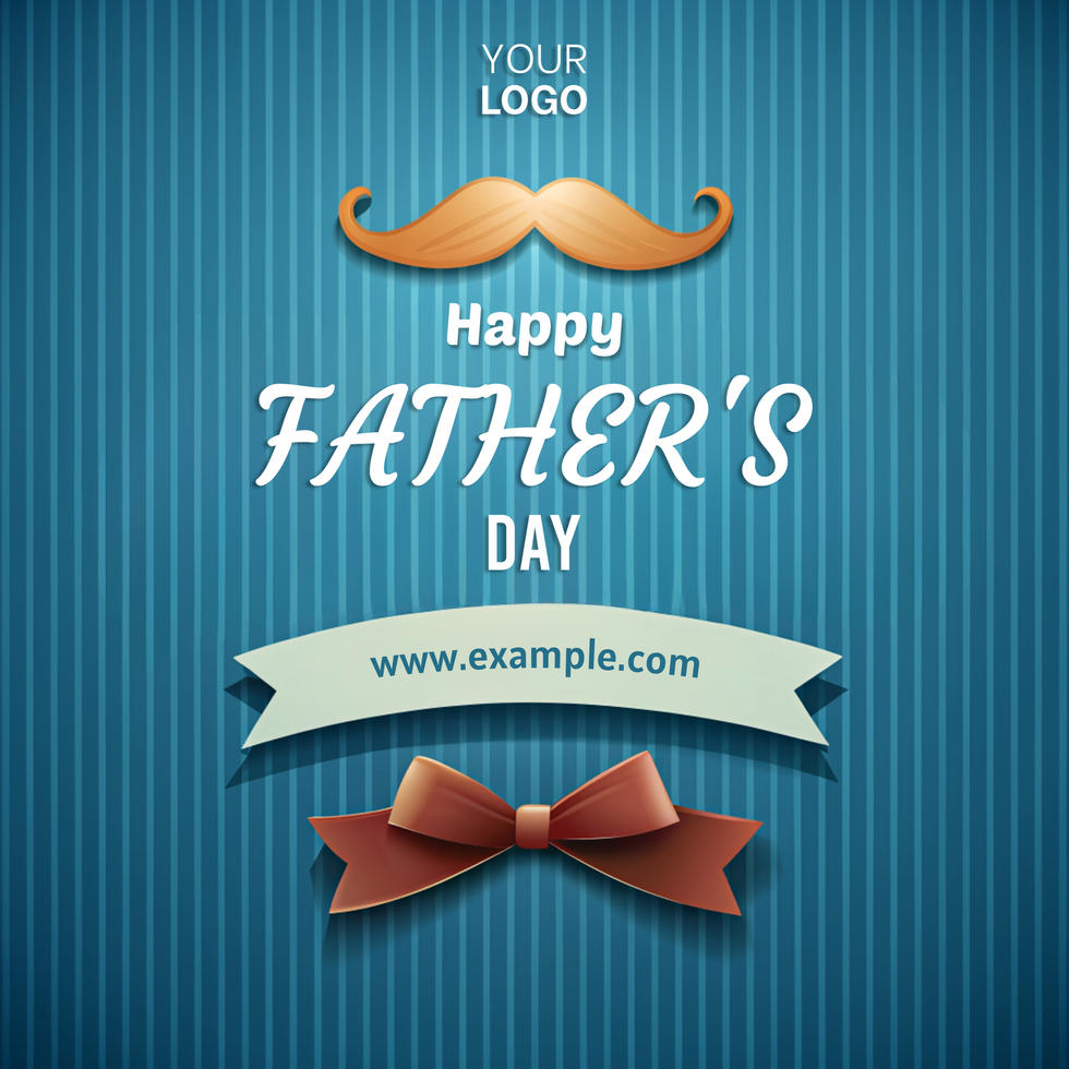 A poster for Father's Day featuring a mustache and a bow psd