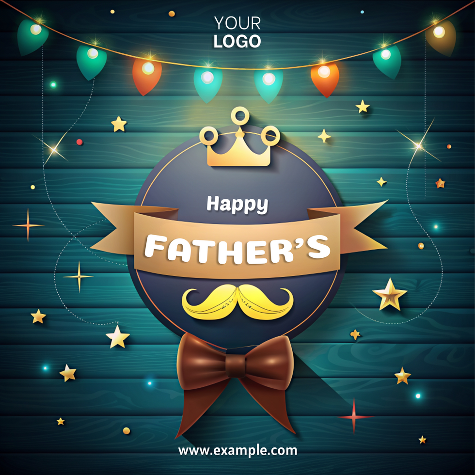 A blue poster with a man's face and mustache on it Happy Father's Day psd