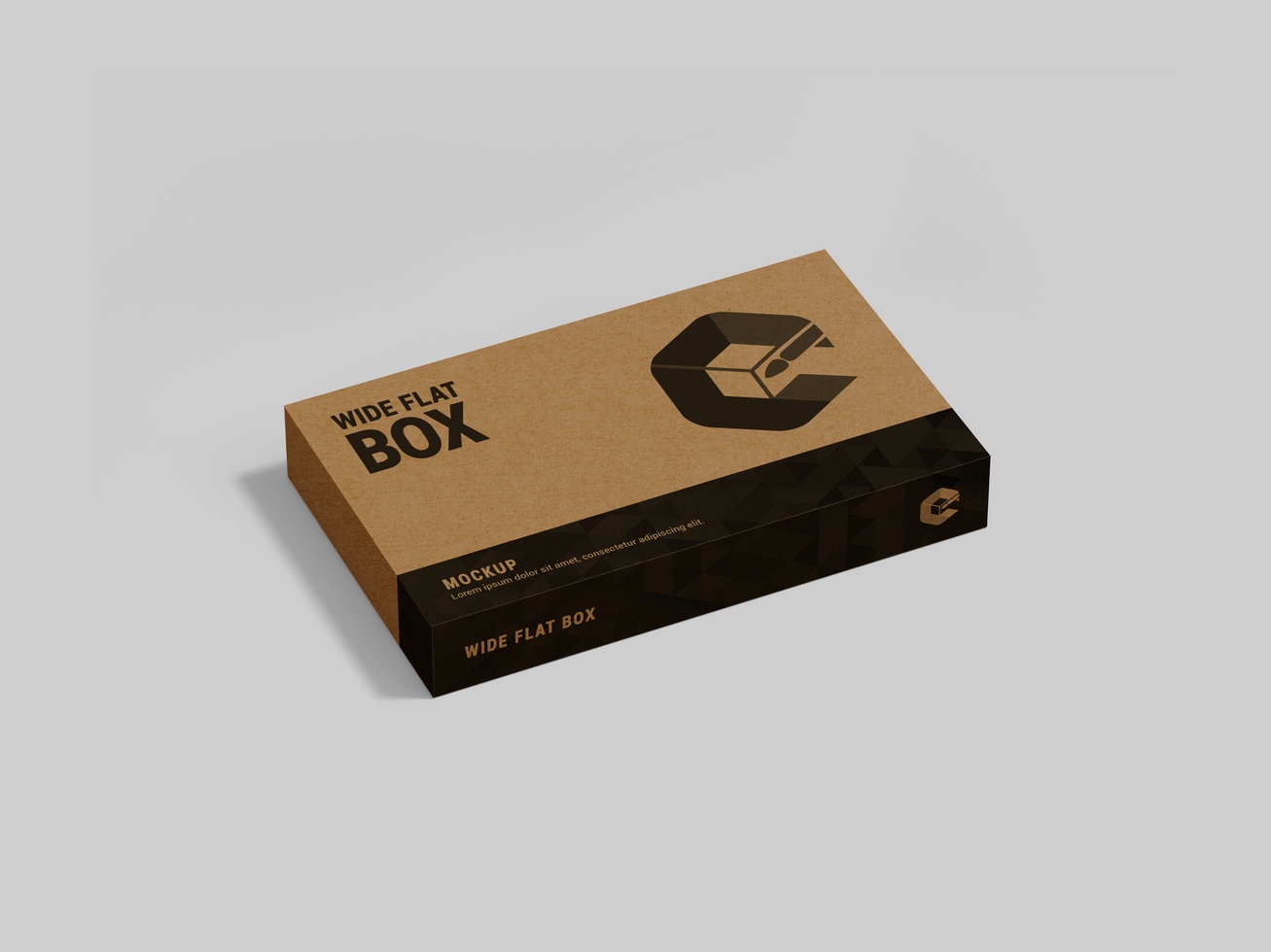 Craft paper box mockup editable packaging design - Blank Wide Flat Box Mockup psd