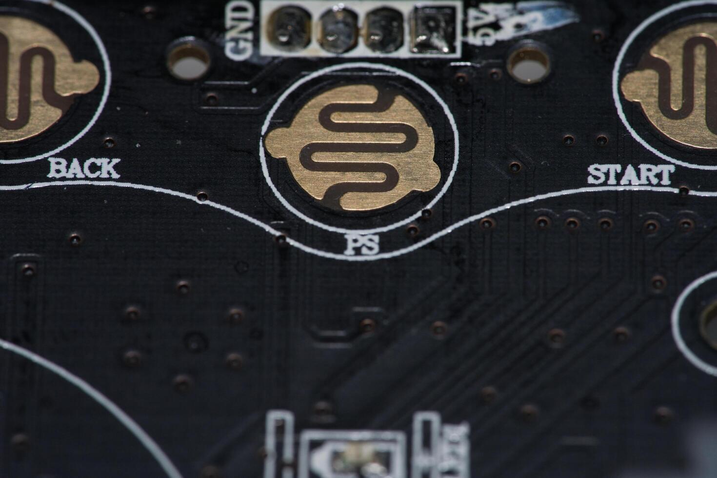 a close up of a circuit boards photo