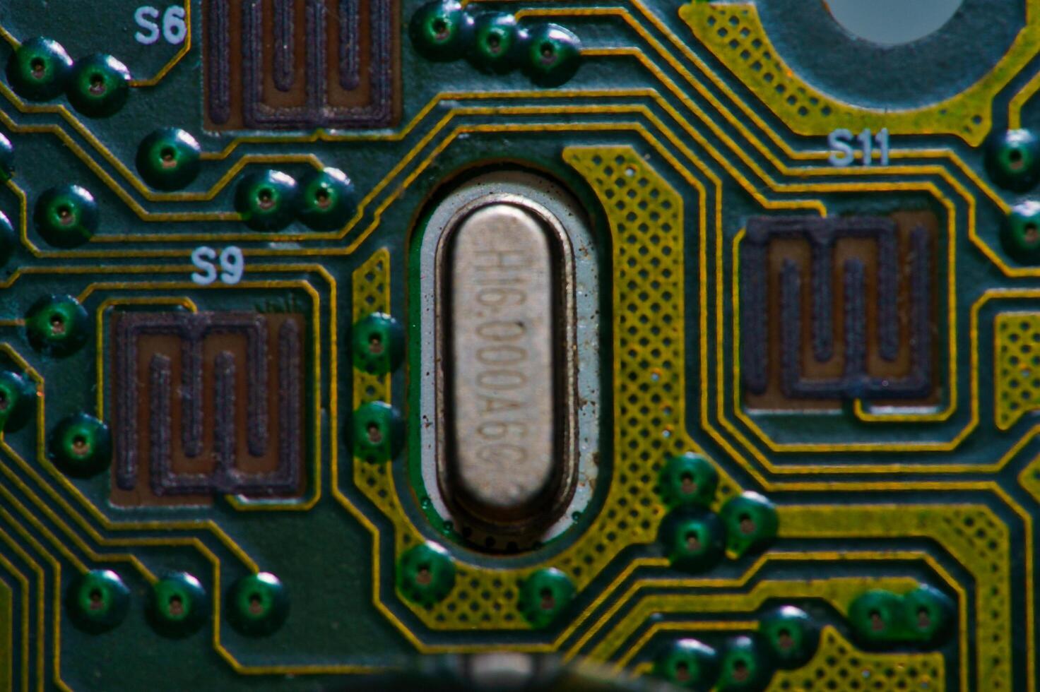 a close up of a circuit board with many different components photo