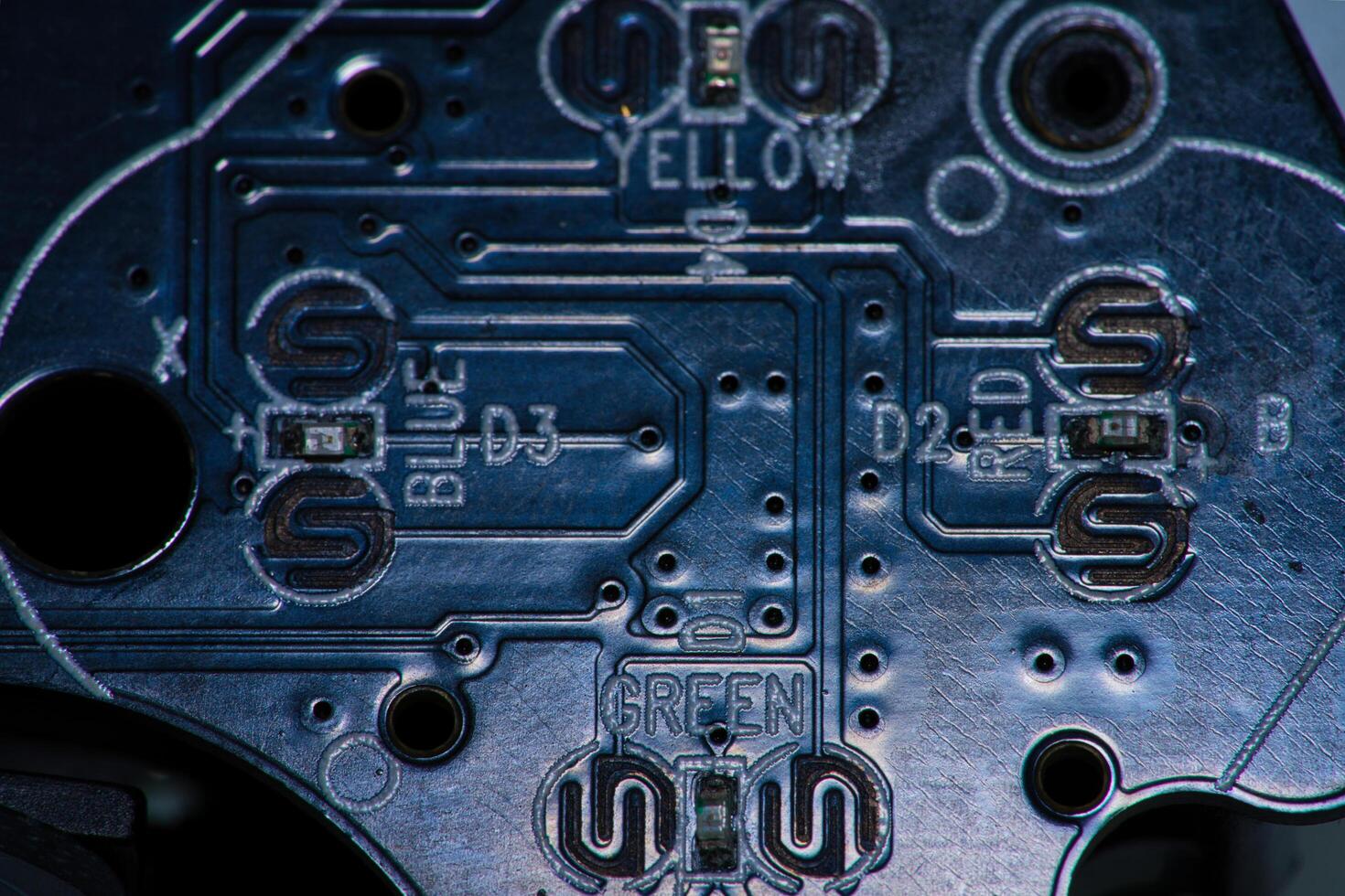 a close up of a circuit boards photo