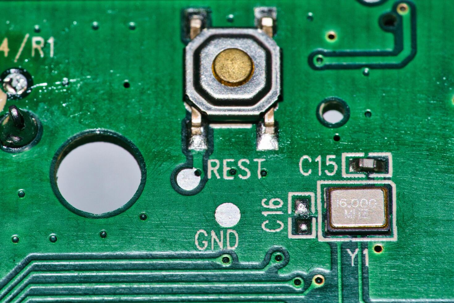 a close up of a circuit board with many different components photo