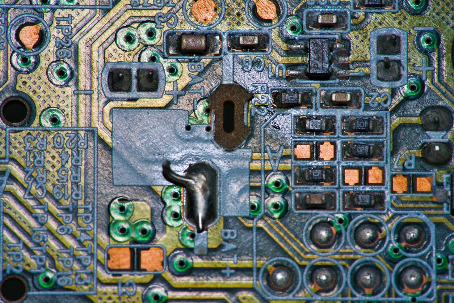 a close up of a circuit board with many different components photo