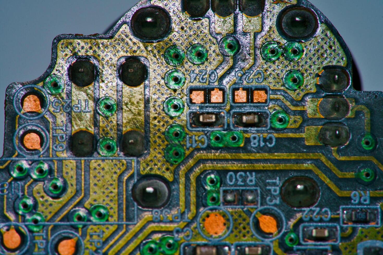 a close up of a circuit board with many different components photo