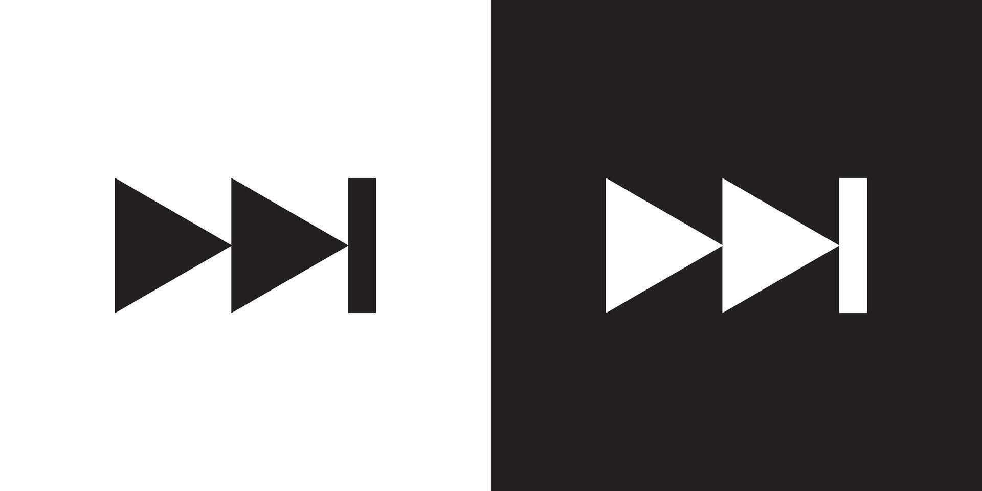 Fast forward black and white icon . vector