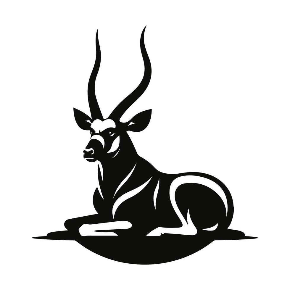 Bongo Animal black silhouette with white color background vector