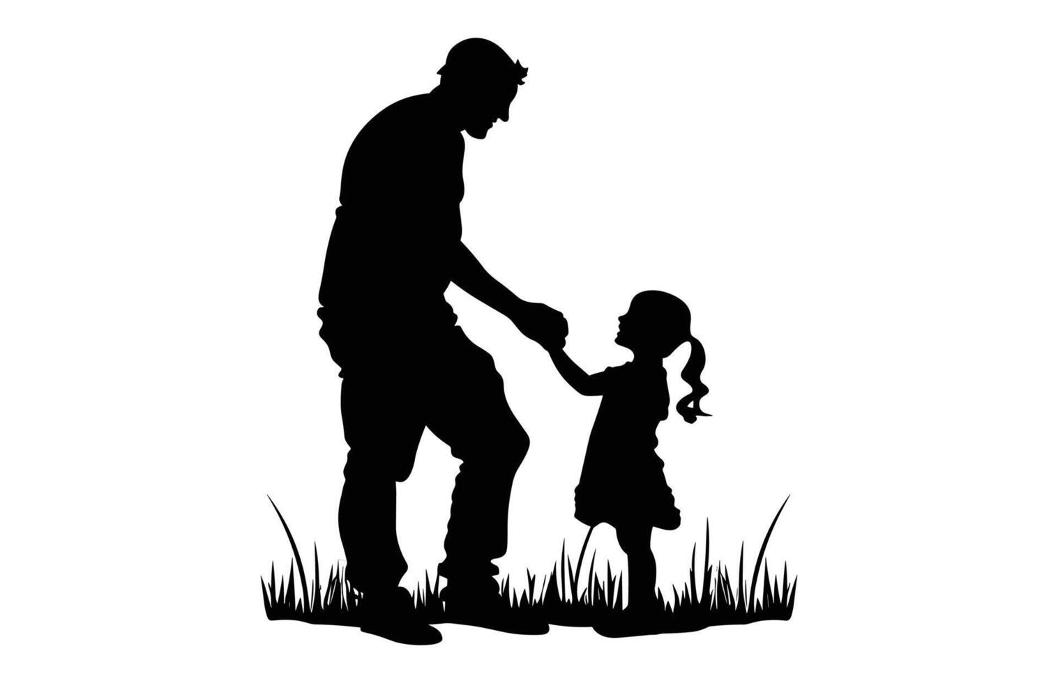 Father and daughter playing on the ground Silhouette Clip art vector
