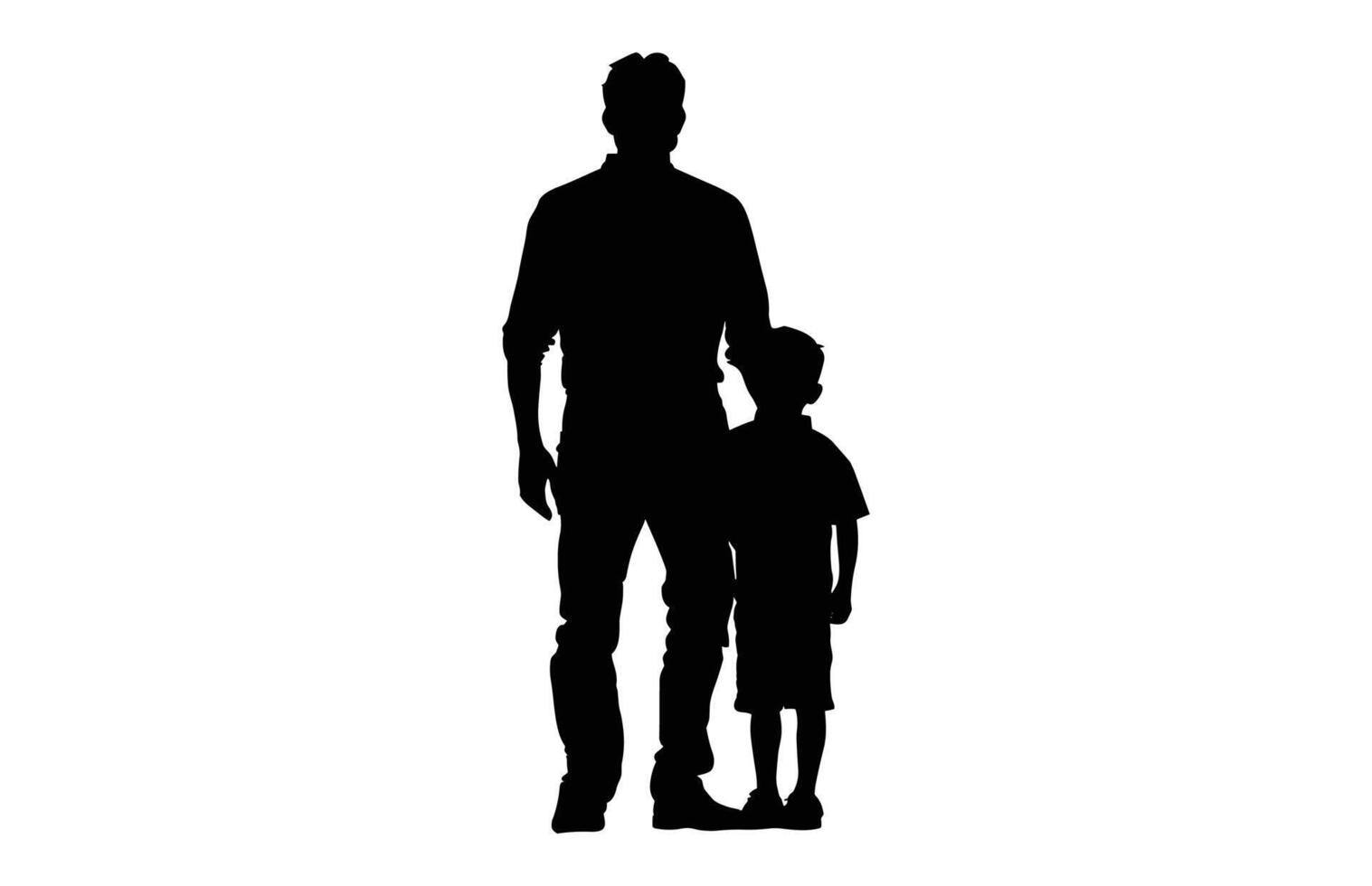 Father and Son Standing Silhouette Clip art vector