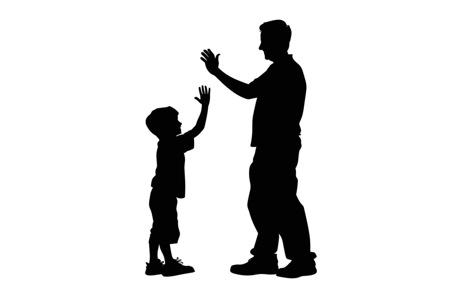 Father and Son high five Silhouette black Clip art vector