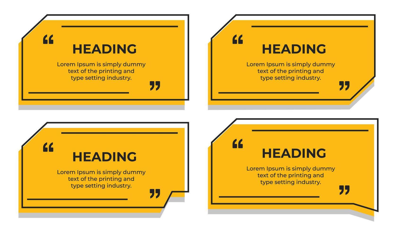 Heading or comment text frame minimal style with quote marks simple flat illustration vector