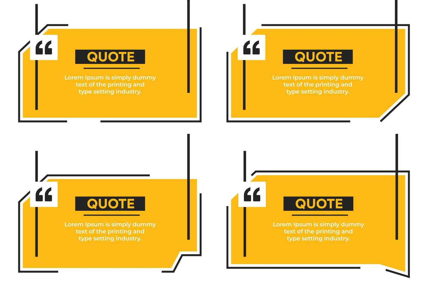 Quotation text box frame with quote marks in geometric shape template vector