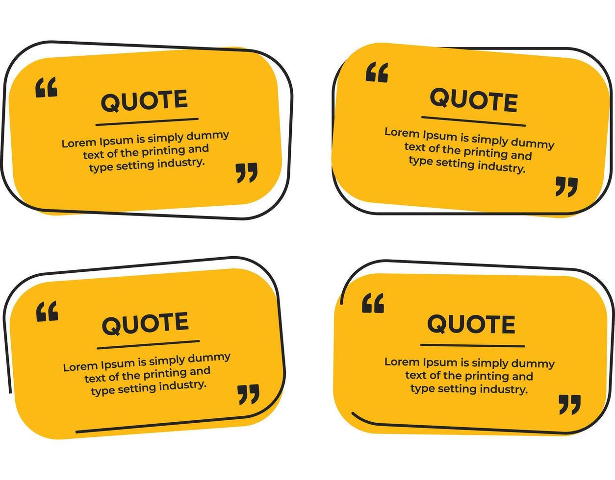 Quotation or Comment text box frame in different style with quote marks illustration set vector