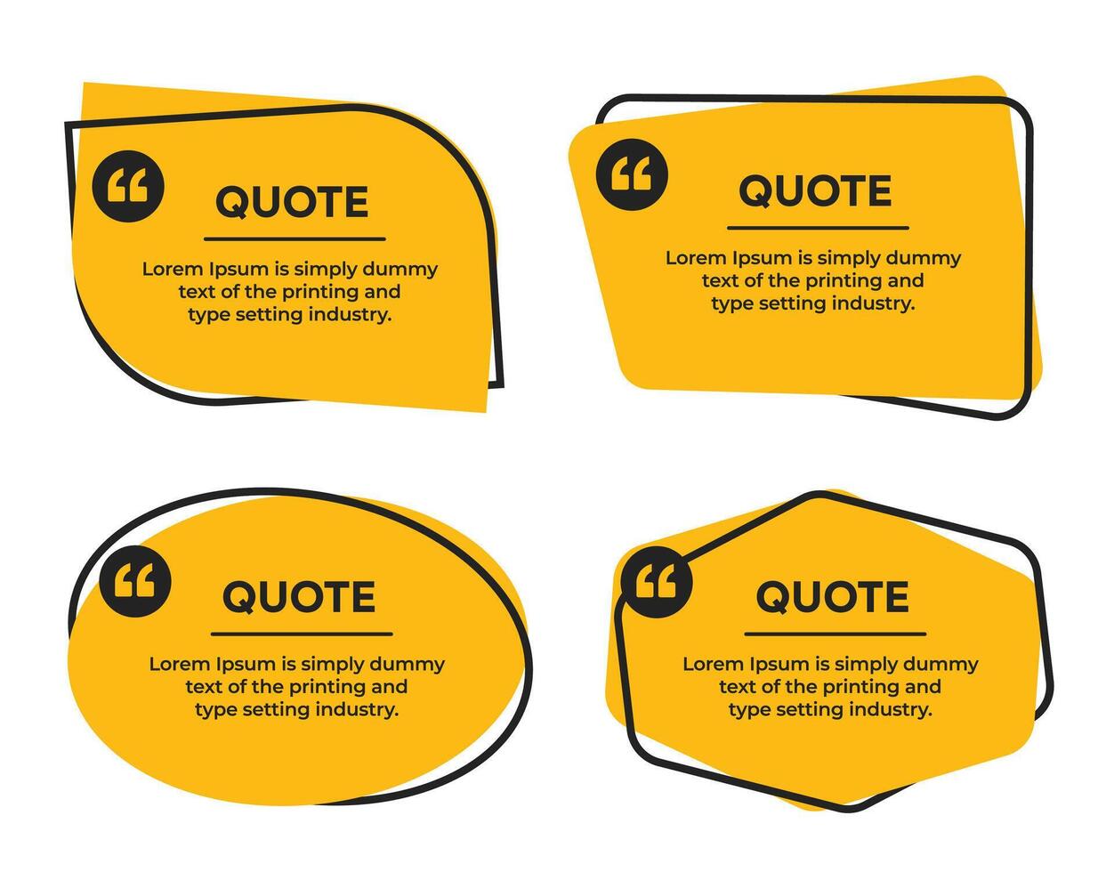 Quotation Mark Speech text box frame with quote marks illustration set vector
