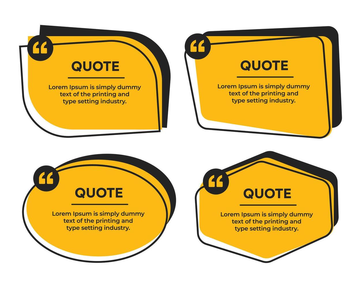 Quotation or Comment Speech text box frame with quote marks illustration set vector
