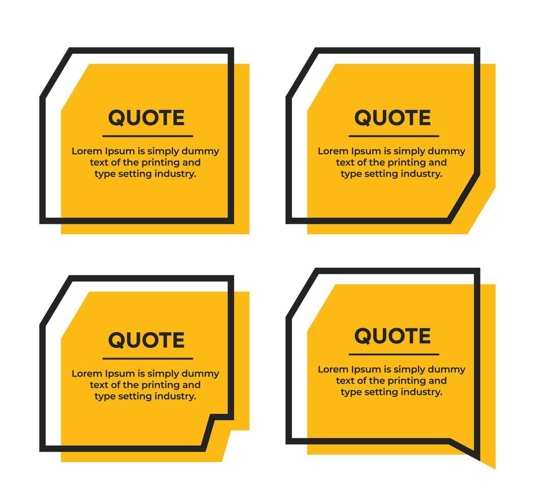 Quotation Mark Speech text box frame in geometric outline shapes template set vector