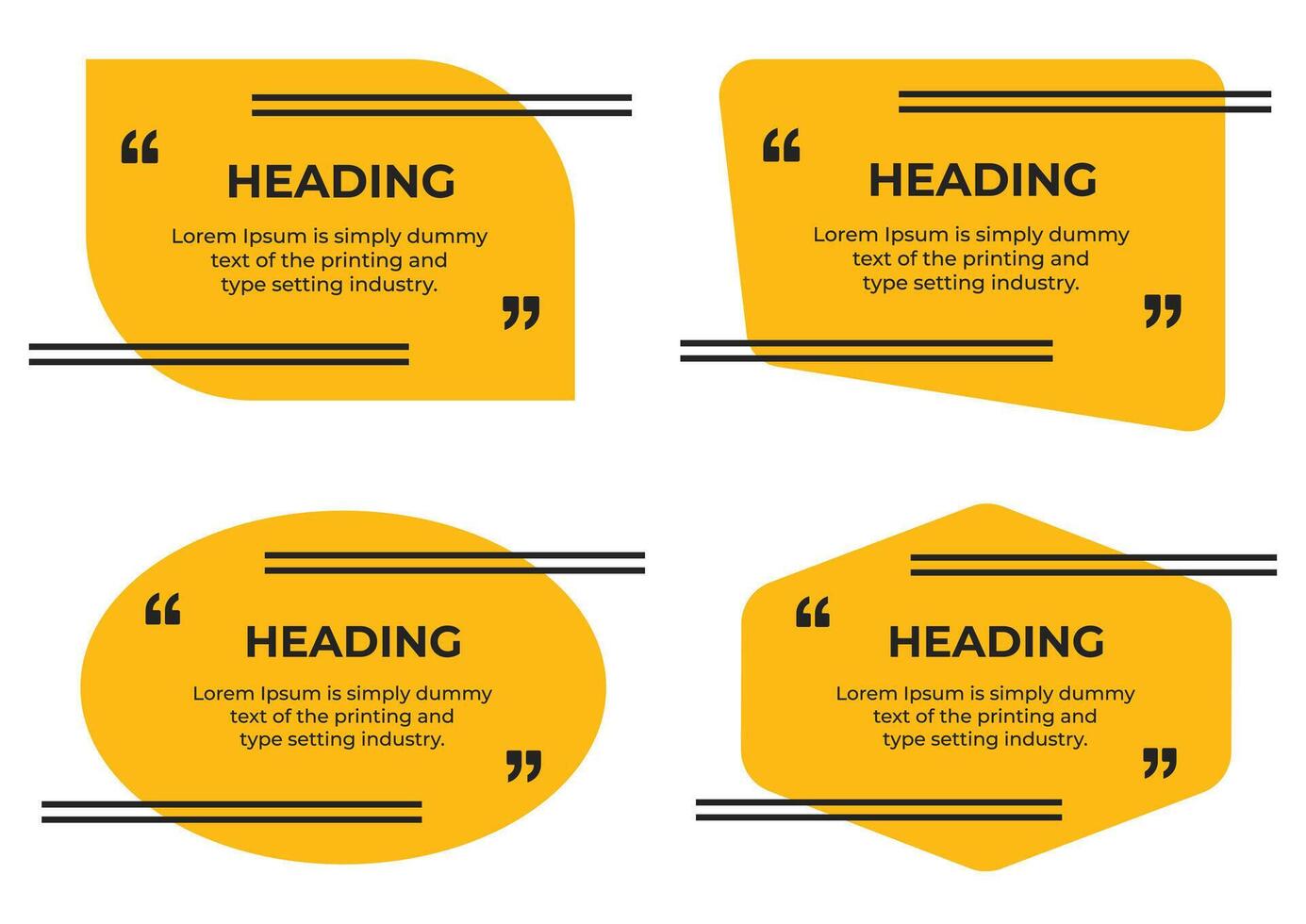 Heading or Comment text frame with quote marks simple flat illustration vector