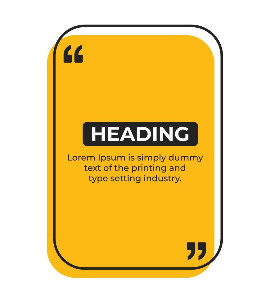 Heading or comment text frame minimal style with quote mark illustration vector