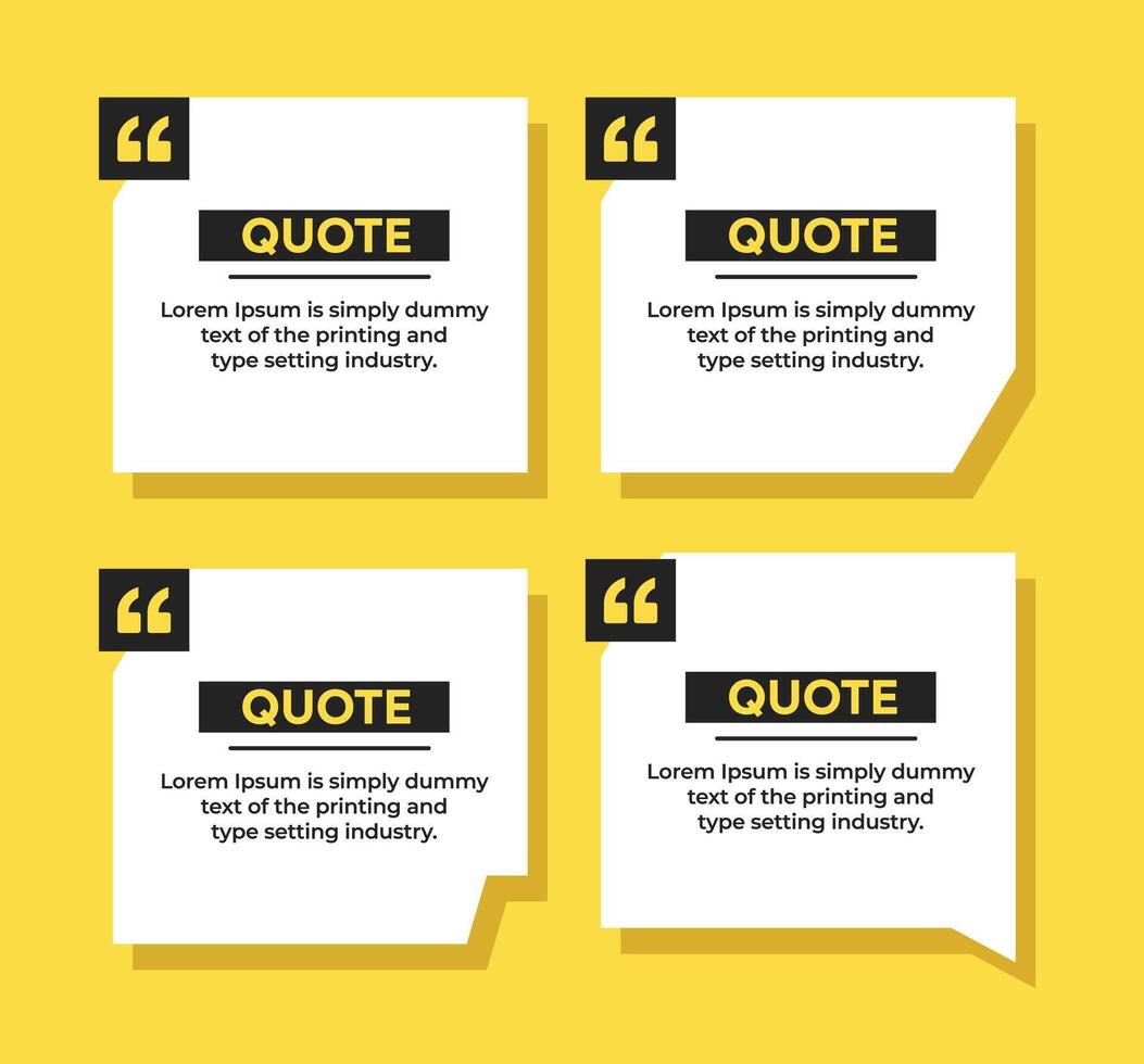 Simple flat quote box frame design with quote marks template vector