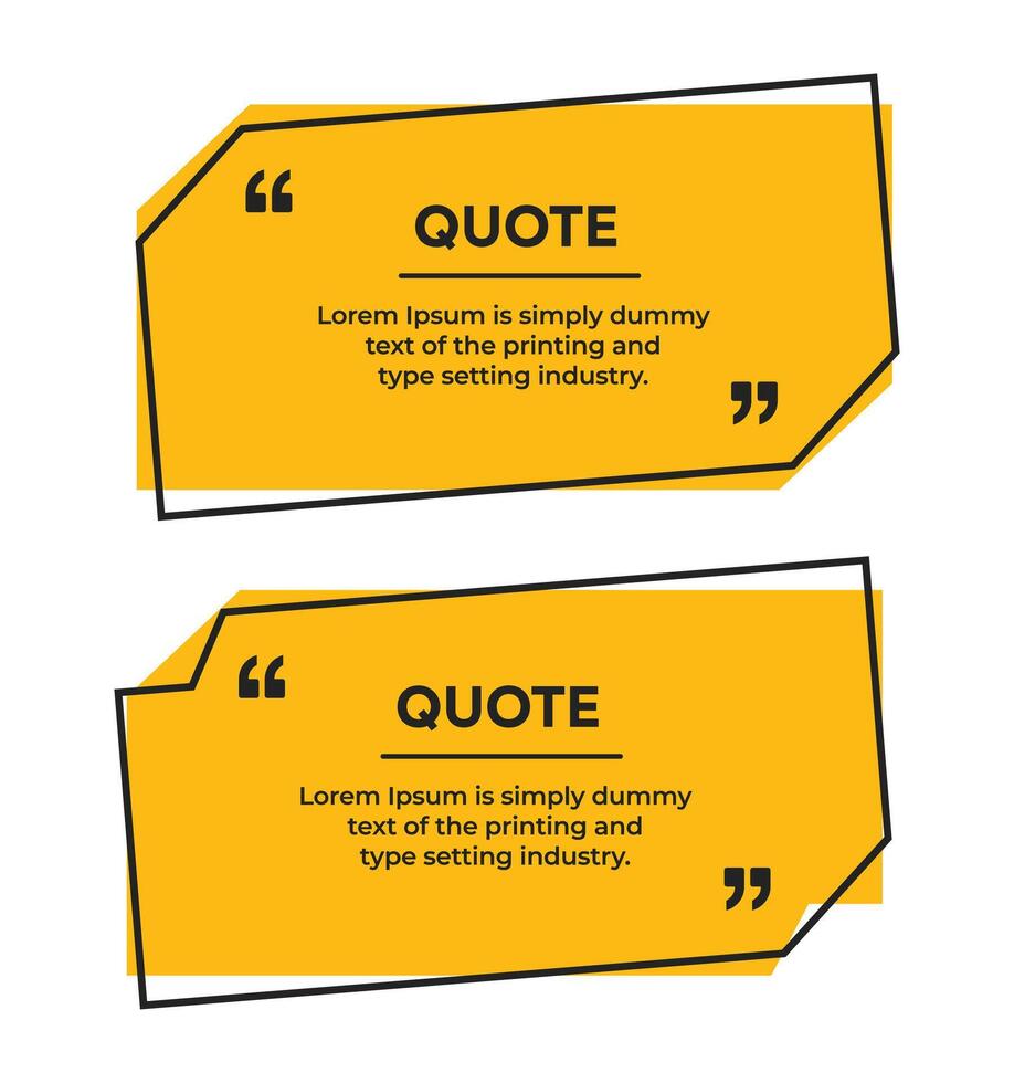 Quotation Mark Speech text box frame in geometric outline shapes set illustration vector