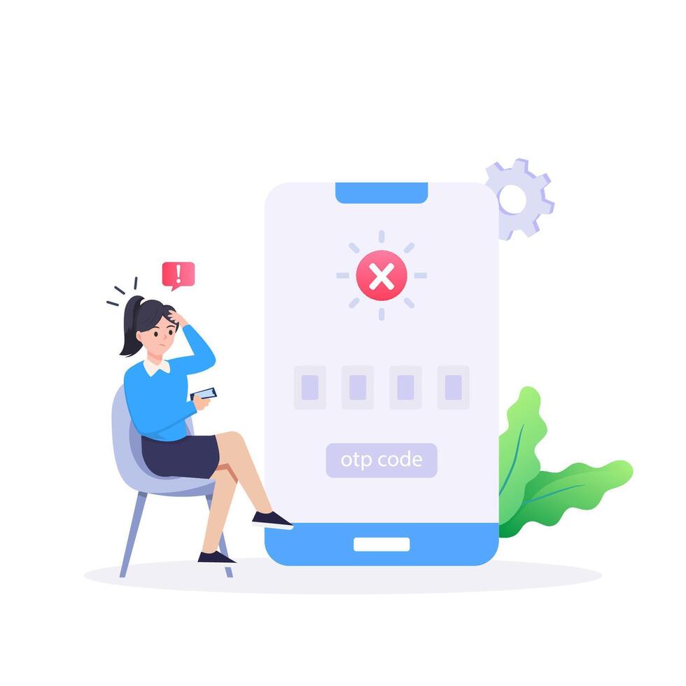 Modern flat illustration of verification failed and QR error vector